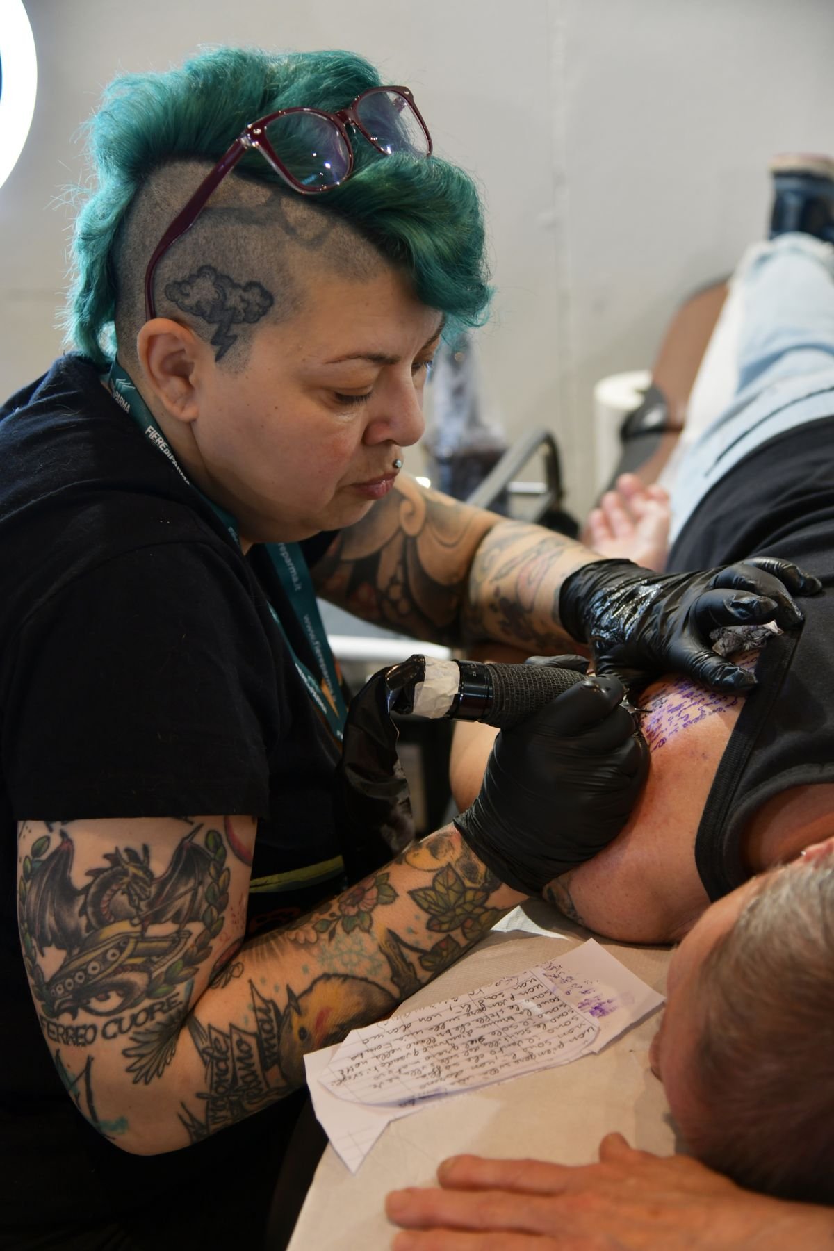 Geometric grid tattoo